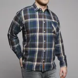 Chemise manches longues bleu marine à carreaux bordeau vert 5XL