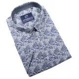 Chemise blanche fleurs marines manche courte de 3XL à 6XL