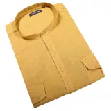 Chemise col Mao manches courtes lin ocre de 3XL à 10XL